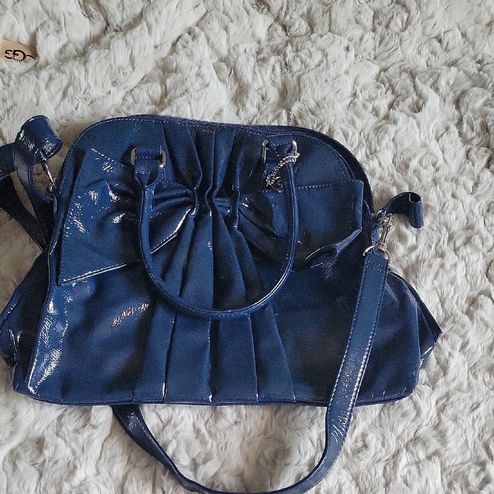 Big Buddha Blue Pleated Shoulder Bag